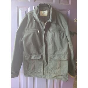 WenVen Lightweight Military Utility Jacket Mens Size Large Canvas Olive Green